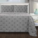 Cotton Flannel Solid Trellis Duvet Cover Set with Button Closure