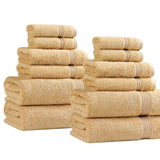 Heritage Egyptian Cotton Plush Absorbent Luxury 12 Piece Towel Set