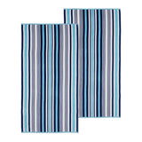 2 Piece Rope Textured Striped Oversized Cotton Beach Towel Set