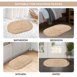 Cotton Oval Solid Non-Skid Washable 2 Piece Bath Rug Set