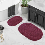 Cotton Oval Solid Non-Skid Washable 2 Piece Bath Rug Set
