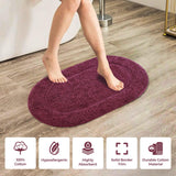 Cotton Oval Solid Non-Skid Washable 2 Piece Bath Rug Set