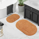 Cotton Oval Solid Non-Skid Washable 2 Piece Bath Rug Set