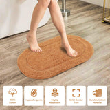 Cotton Oval Solid Non-Skid Washable 2 Piece Bath Rug Set