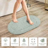 Cotton Oval Solid Non-Skid Washable 2 Piece Bath Rug Set