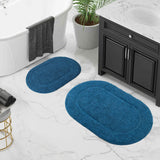 Cotton Oval Solid Non-Skid Washable 2 Piece Bath Rug Set