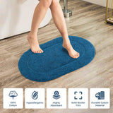 Cotton Oval Solid Non-Skid Washable 2 Piece Bath Rug Set
