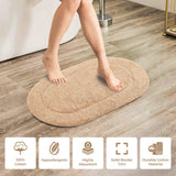 Cotton Oval Solid Non-Skid Washable 2 Piece Bath Rug Set