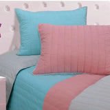 Brandon Cotton Embroidered Solid Reversible Striped Quilt Set