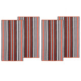 4 Piece Cotton Rope Textured Striped Oversized Beach Towel Set