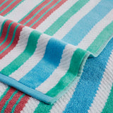 4 Piece Cotton Rope Textured Striped Oversized Beach Towel Set