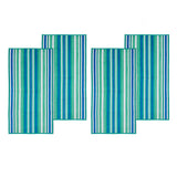4 Piece Cotton Rope Textured Striped Oversized Beach Towel Set