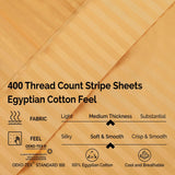 400 Thread Count Egyptian Cotton Sateen Stripe Bed Sheet Set
