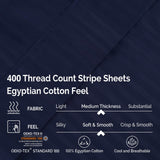 400 Thread Count Egyptian Cotton Sateen Stripe Bed Sheet Set