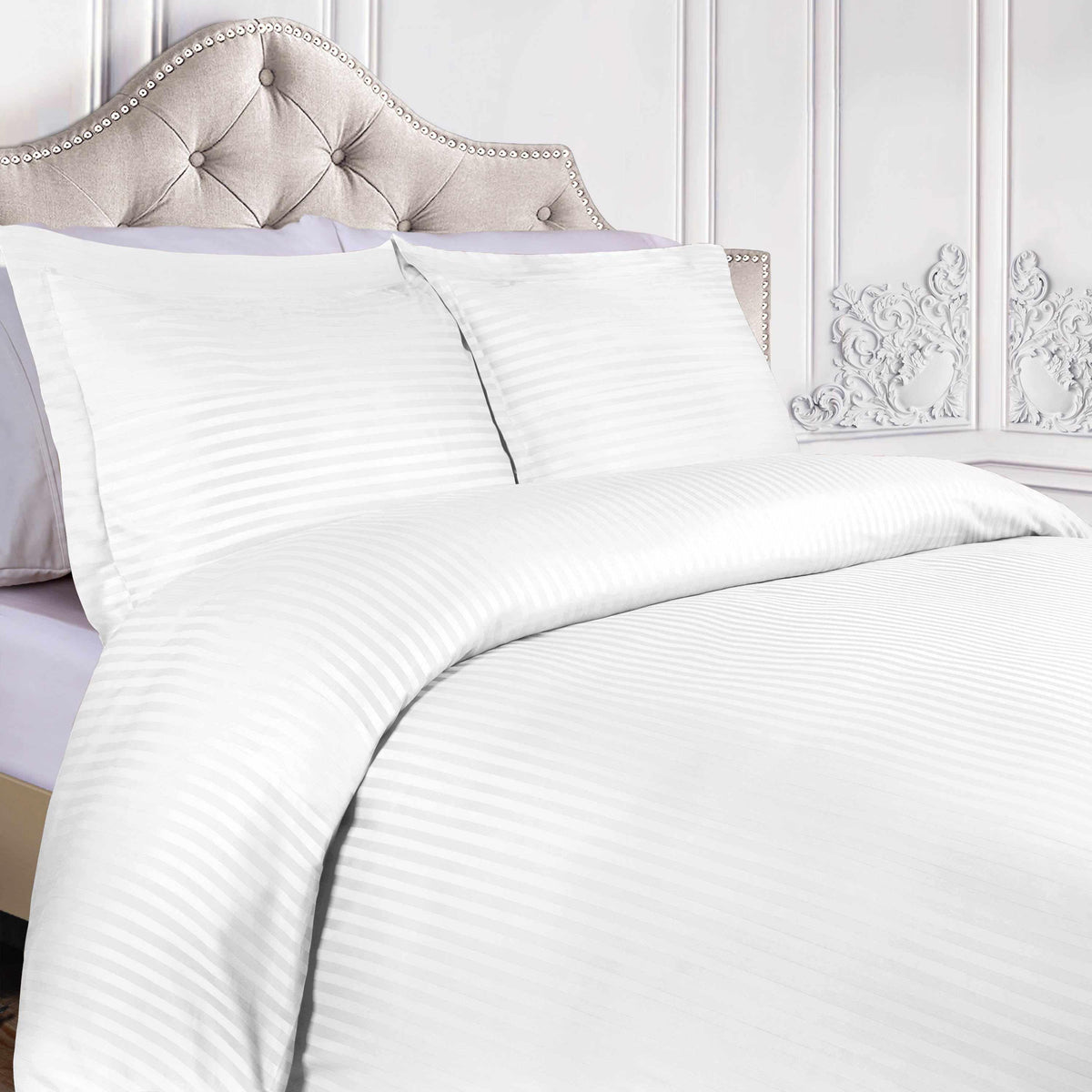 400 Thread Count Lightweight Stripe Egyptian Cotton Duvet Cover Set