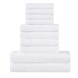 Cotton Marble and Solid Quick Dry 10 Piece Assorted Bathroom Towel Set