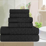 Turkish Cotton Herringbone Jacquard Assorted 6 Piece Towel Set