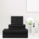 Turkish Cotton Jacquard Herringbone and Solid 8 Piece Towel Set