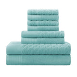 Turkish Cotton Jacquard Herringbone and Solid 8 Piece Towel Set