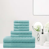 Turkish Cotton Jacquard Herringbone and Solid 8 Piece Towel Set