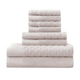 Turkish Cotton Jacquard Herringbone and Solid 8 Piece Towel Set