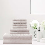 Turkish Cotton Jacquard Herringbone and Solid 8 Piece Towel Set