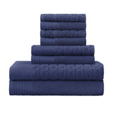 Turkish Cotton Jacquard Herringbone and Solid 8 Piece Towel Set