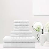 Turkish Cotton Jacquard Herringbone and Solid 8 Piece Towel Set