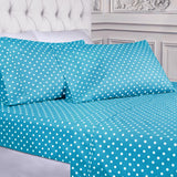 600 Thread Count Cotton Blend Polka Dot Deep Pocket Bed Sheet Set