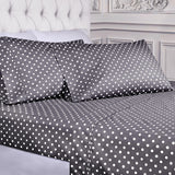 600 Thread Count Cotton Blend Polka Dot Deep Pocket Bed Sheet Set