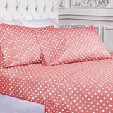 600 Thread Count Cotton Blend Polka Dot Deep Pocket Bed Sheet Set