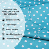 600 Thread Count Cotton Blend Polka Dot Deep Pocket Bed Sheet Set