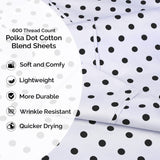 600 Thread Count Cotton Blend Polka Dot Deep Pocket Bed Sheet Set