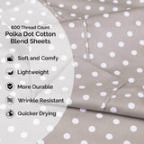600 Thread Count Cotton Blend Polka Dot Deep Pocket Bed Sheet Set