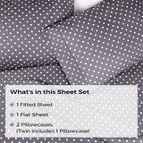 600 Thread Count Cotton Blend Polka Dot Deep Pocket Bed Sheet Set