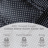 600 Thread Count Cotton Blend Polka Dot Plush Duvet Cover Set
