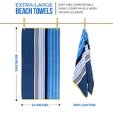 Mira Striped Cotton Velour Terry Large Oversized Beach Towel