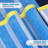 Mira Striped Cotton Velour Terry Large Oversized Beach Towel