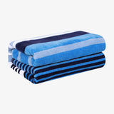Mira Striped Cotton Velour Terry Large Oversized Beach Towel