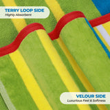 Mira Striped Cotton Velour Terry Large Oversized Beach Towel