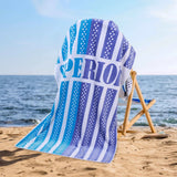 Striped Superior Cotton Velour Terry Large Oversized Beach Towel