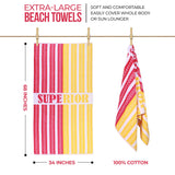 Striped Superior Cotton Velour Terry Large Oversized Beach Towel