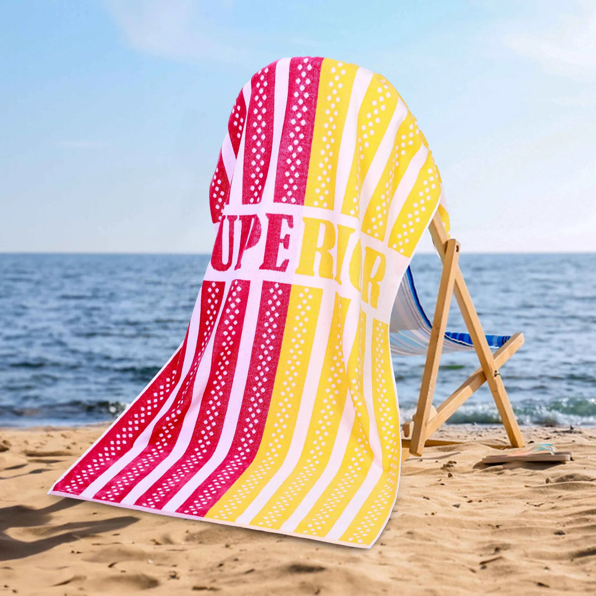 Striped Superior Cotton Velour Terry Large Oversized Beach Towel