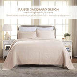 Cotton Jacquard Matelassé Scalloped Geometric Fret Bedspread Set
