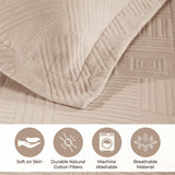Cotton Jacquard Matelassé Scalloped Geometric Fret Bedspread Set