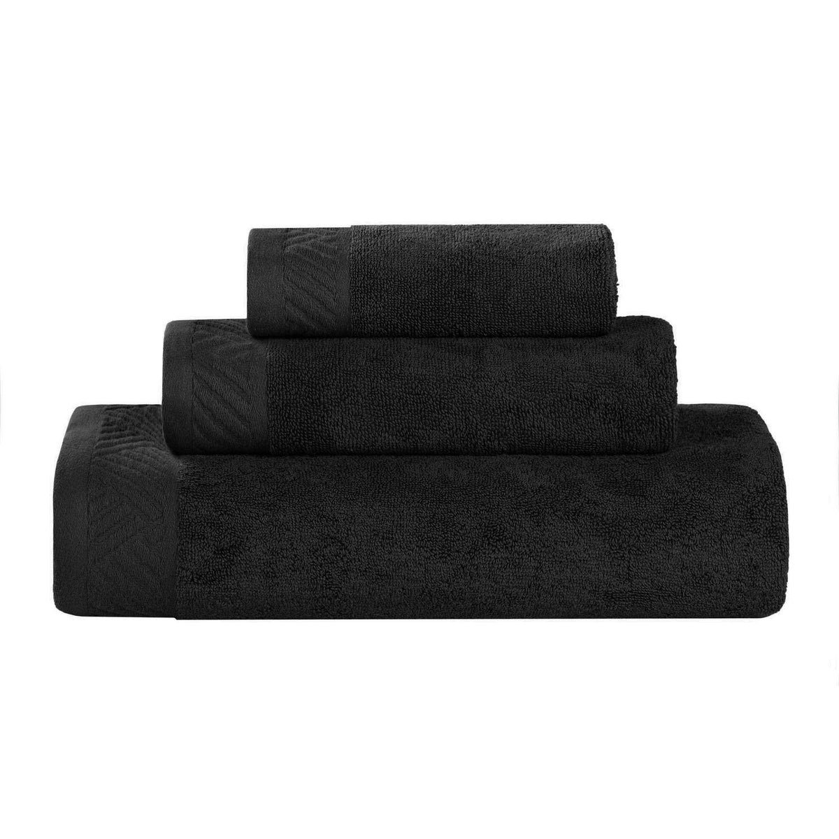 Basketweave Egyptian Cotton Solid 3 Piece Assorted Towel Set
