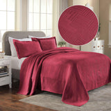 Cotton Jacquard Matelassé Scalloped Geometric Fret Bedspread Set