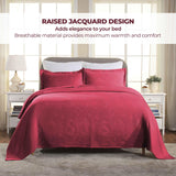 Cotton Jacquard Matelassé Scalloped Geometric Fret Bedspread Set
