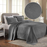 Cotton Jacquard Matelassé Scalloped Geometric Fret Bedspread Set