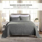 Cotton Jacquard Matelassé Scalloped Geometric Fret Bedspread Set